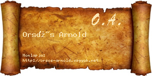 Orsós Arnold névjegykártya